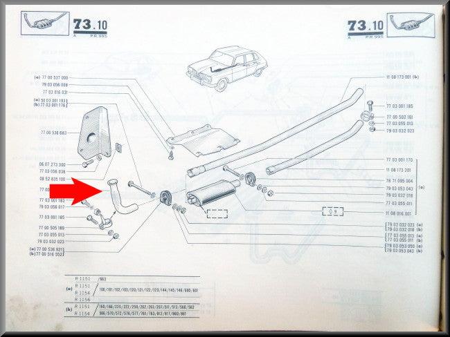 Uitlaat vlampijpje – Renault 16 TS, TX <1975 – OEM 7700502514