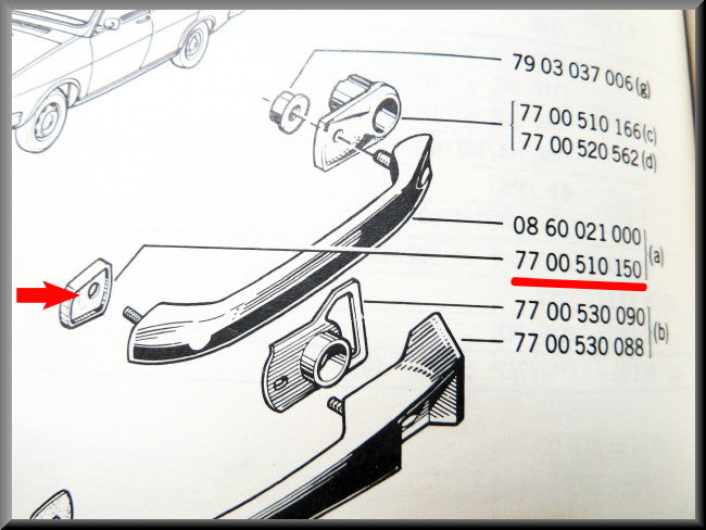 Portier handgreep rozetten – Renault 12 – OEM 7700510166 / 7700510150