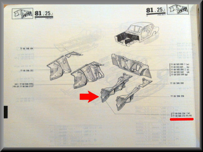 Passage de roue avant gauche – Renault 12 - OEM 7700560372