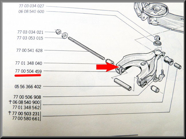 Driehoekarm achteras – Renault 12 – Renaukt 15 - Renault 17 - OEM 7700504459