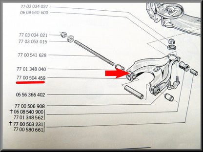 Driehoekarm achteras – Renault 12 – Renaukt 15 - Renault 17 - OEM 7700504459