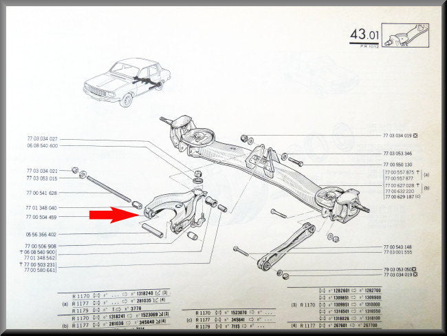 Driehoekarm achteras – Renault 12 – Renaukt 15 - Renault 17 - OEM 7700504459