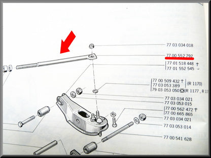 Front Reaction Rod – Renault 12 – Renault 15 - Renault 17 - OEM 7700552792