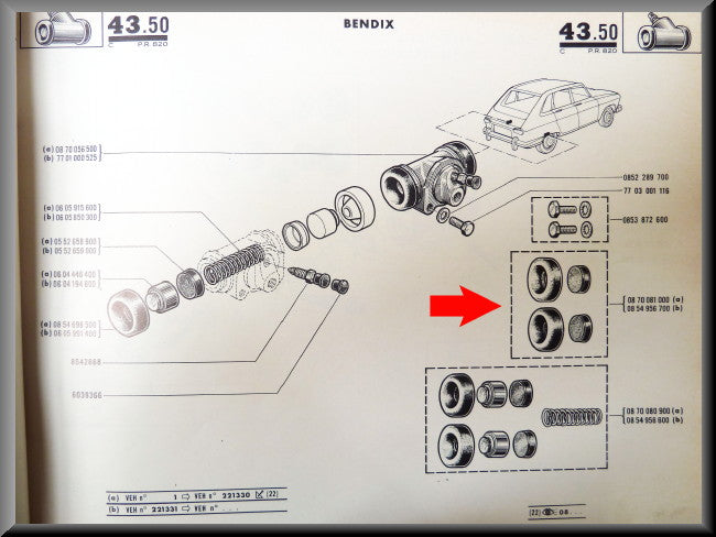 Kit de révision cylindre de roue 19 mm Bendix – Renault 16 – OEM 0870081000