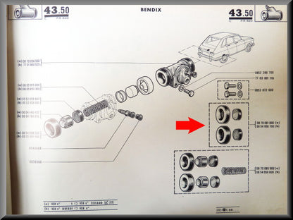 Kit de révision cylindre de roue 19 mm Bendix – Renault 16 – OEM 0870081000