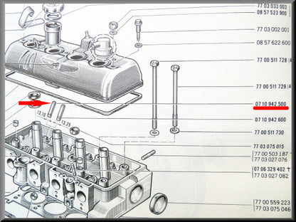 Valve guide 13.10 mm, 49 mm – Renault 16 – OEM 0710942500A