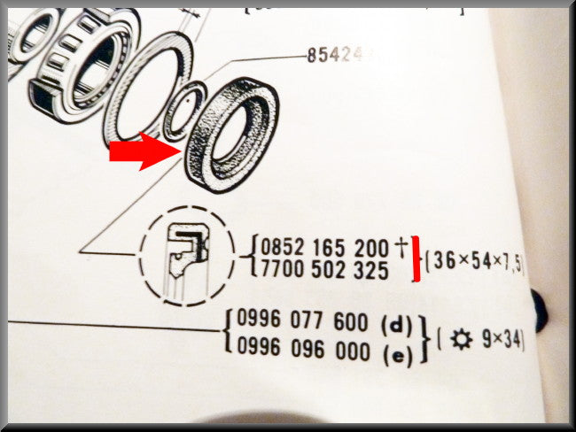 Keerring aandrijfas (36x54x7,5 mm) – Renault 16 L (1150) – OEM 7700502325