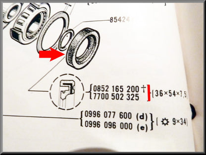 Keerring aandrijfas (36x54x7,5 mm) – Renault 16 L (1150) – OEM 7700502325