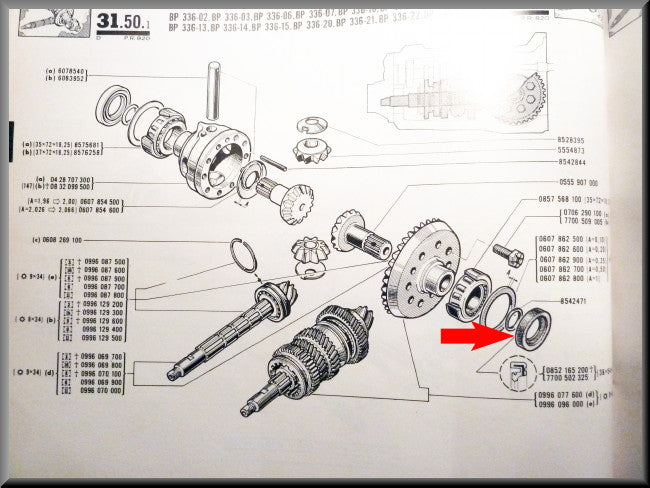 Keerring aandrijfas (36x54x7,5 mm) – Renault 16 L (1150) – OEM 7700502325