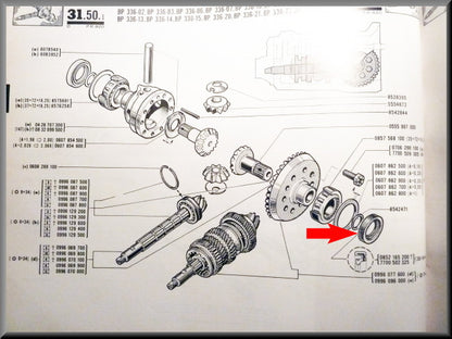 Keerring aandrijfas (36x54x7,5 mm) – Renault 16 L (1150) – OEM 7700502325