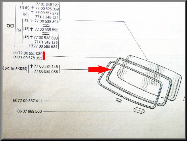 Voorruit rubber – Renault 12 – OEM 7700551030