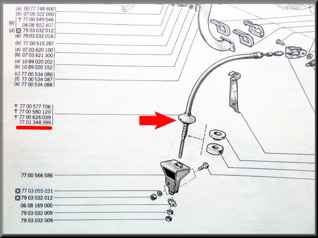 Koppelingskabel – Renault 12 – OEM 7701348399