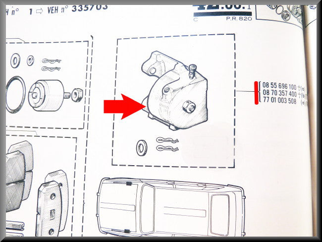 Remklauw rechts – Renault 16 < 1968 – OEM 7701003508