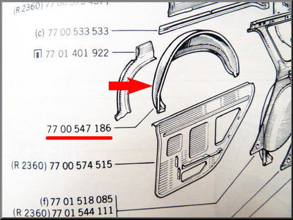 Binnenscherm achter rechts – Renault 12 – OEM 7700547186