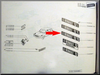 Emblem – Renault 12 TS – OEM 7700569337