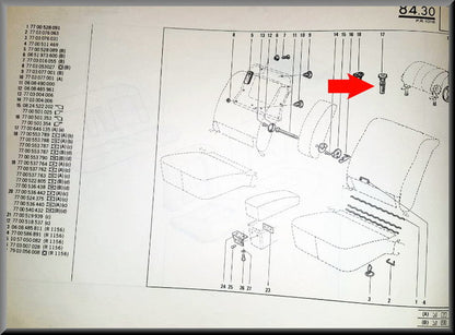 Guide appui-tête (derniers types) – Renault 16 – Renault 5 - OEM 7700646135