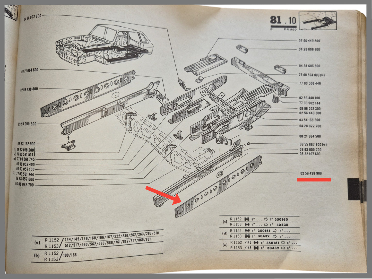 Tussenplaat voorzijde links - Renault 16 - OEM 0256438900 LV