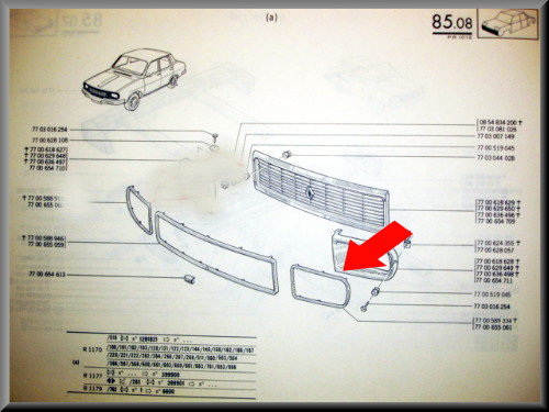 Rand om koplamp links – Renault 12 – OEM 7700589334