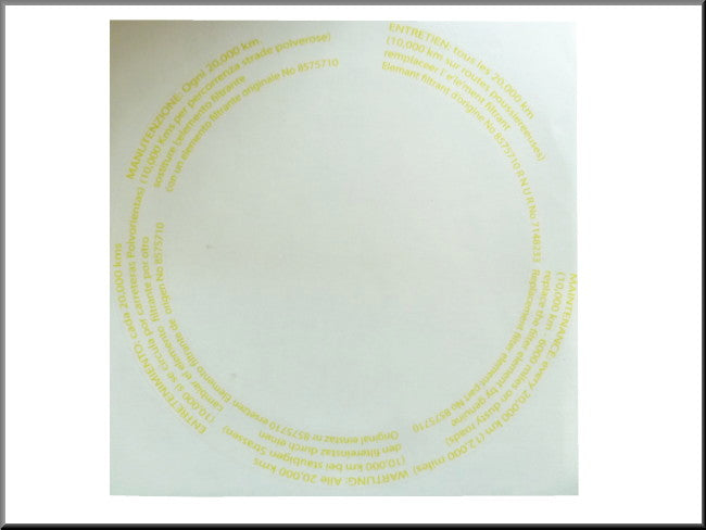 Transparent sticker for the air filter – Renault 16 TL, L – OEM 7700501561