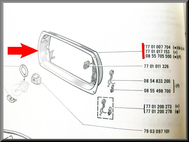 Koplamp frame – Renault 16 – OEM 7701007704