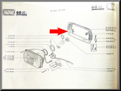 Koplamp frame – Renault 16 – OEM 7701007704