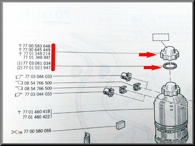Dop en pakking expansievat – Renault 12 – Renault 15 - Renault 16 - Renault divers -  OEM 7701348847