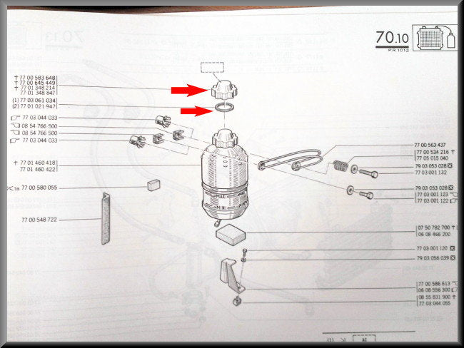 Dop en pakking expansievat – Renault 12 – Renault 15 - Renault 16 - Renault divers -  OEM 7701348847