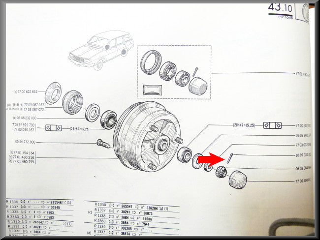 Splitpen achteras lager – Renault 12 - Renault 15 - Renault 16 - Renault diverse– OEM 1089030352