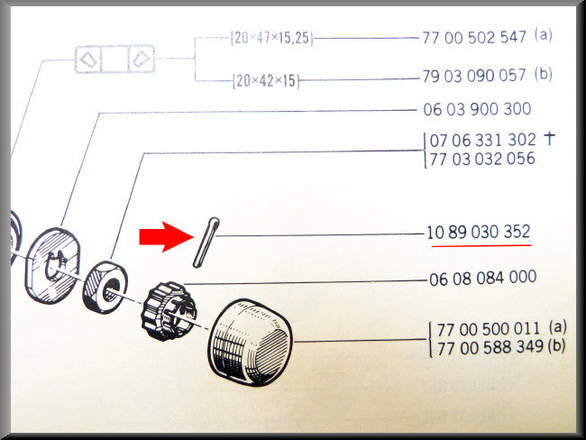 Splitpen achteras lager – Renault 12 - Renault 15 - Renault 16 - Renault diverse– OEM 1089030352