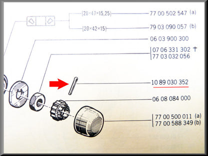 Splitpen achteras lager – Renault 12 - Renault 15 - Renault 16 - Renault diverse– OEM 1089030352