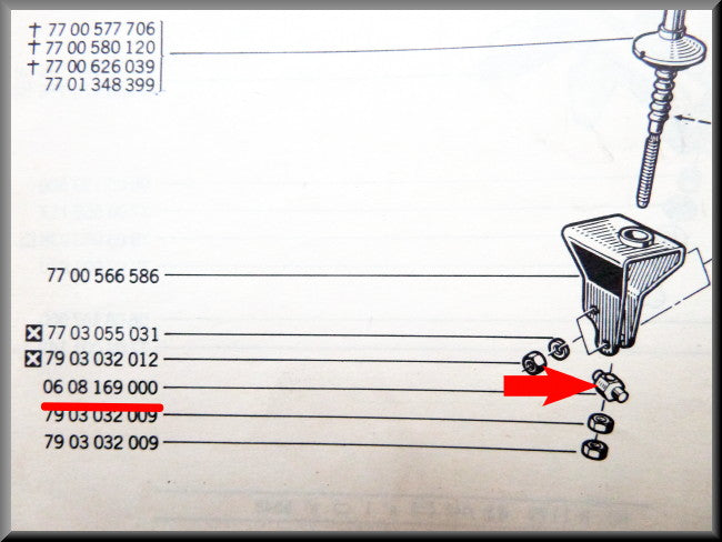 Koppelingskabel gaffelpen – Renault 12 - Renault 15 - Renault 16 - Renault diverse – OEM 0608169000