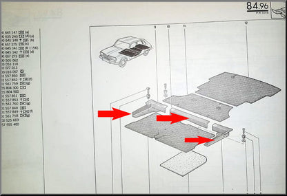 Balkbekleding achterzijde (rubber) – Renault 16 – OEM 7701531505 / 7701510425 / 7701531504