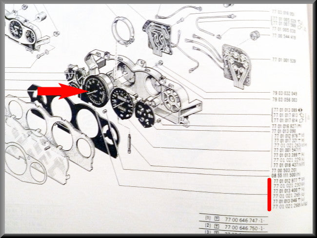 Compte-tours – Renault 16 TX (2e type 1976-1980) – OEM 7701021230