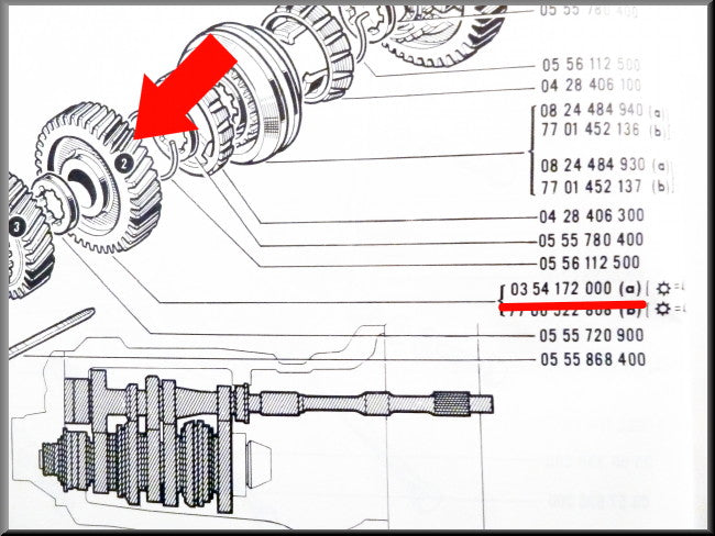 Tandwiel 2e versnelling (45 tanden) 336 bak – Renault 16 – OEM 0354172000