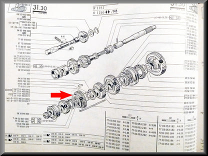 Pignon marche arrière avec moyeu synchroniseur (37 dents) – Renault 16 – OEM 7701455857 / 7701455854 / 7700455855 / 7701455856