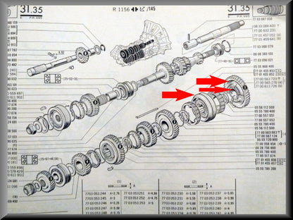 1st gear gear with synchronization hub (42 teeth) – Renault 16 – OEM 7700613725A