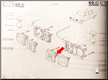 Koplamp glas links binnen – Renault 16 TX