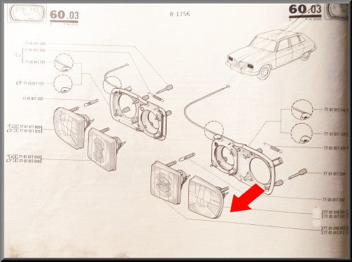 Headlamp glass left outside R16TX – Renault 16