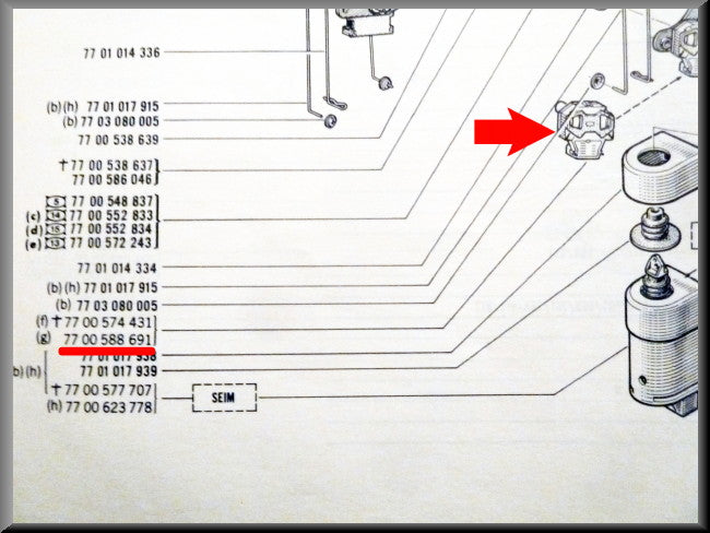 Contacteur électromagnétique de verrouillage centralisé – Renault 16 TS - TX – OEM 7700588691