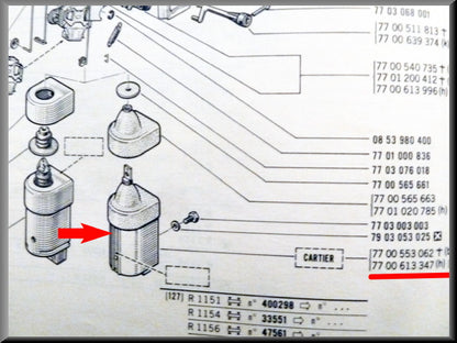Commande électromagnétique verrouillage centralisé – Renault 16 TS - TX – OEM 7700613347