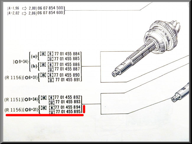 Crown wheel and pinion (8 and 31 teeth) 385 gearbox – Renault 16 – OEM 7701455894