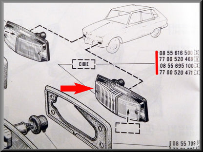 Left indicator – Renault 16 L-TL-TS – OEM 0855616500