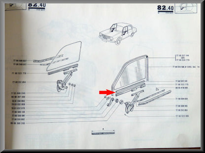 Joint en caoutchouc inférieur de vitre – Renault 12 – Renault 15 - Renault 16 - OEM 7700522331 / 0760487400