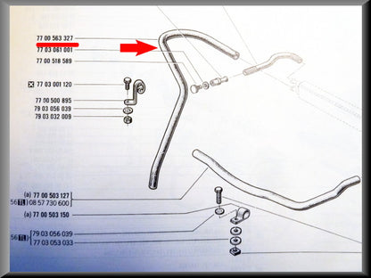 Durite de chauffage droite – Renault 16 TX, TS – OEM 7700563327