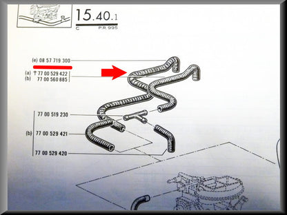 Cooling hose from water pump to carburetor base – Renault 16 TS (1151 - 1154) – OEM 0857719300