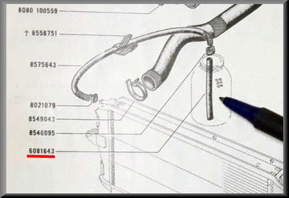 Tuyau vase d'expansion – Renault 16 – OEM 0608164300