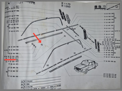 Metal clip for trim strips sill panel - Renault 4 - Renault 5 - Renault 6 - Renault 12 OEM 7700550621