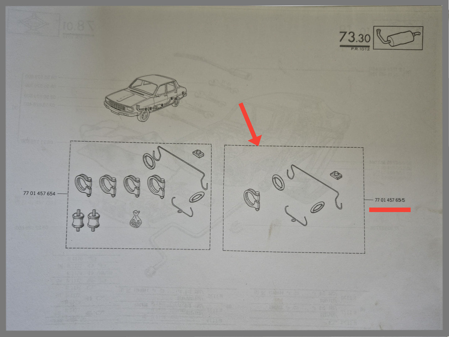 Uitlaat bevestigingsset - Renault 12 - OEM 7701457655