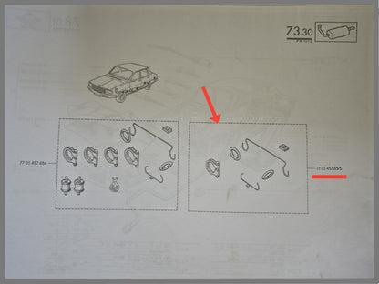 Uitlaat bevestigingsset - Renault 12 - OEM 7701457655