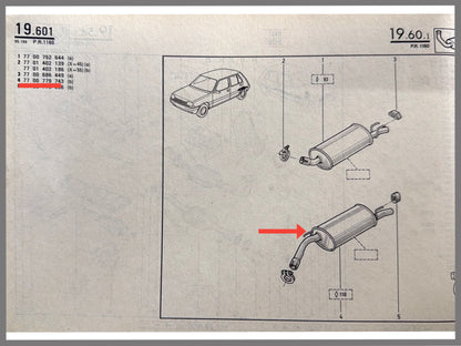 Uitlaat demper - Renault Super 5 - OEM 7700779743